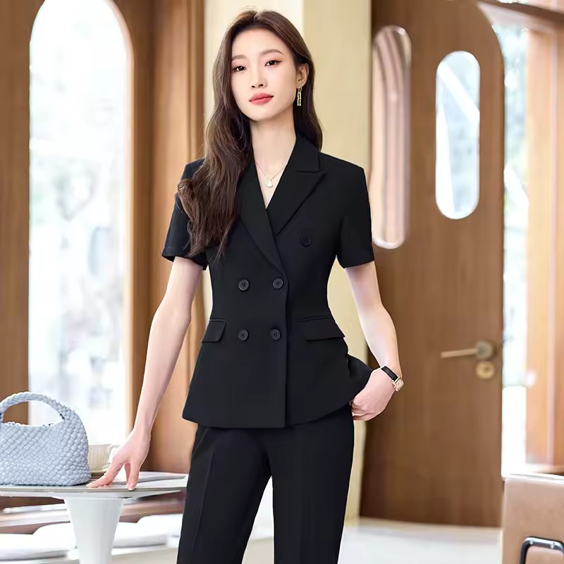 Formal Slim Blazer And Ankle-length Pants Office Style 2 Piece Suit - Image 5