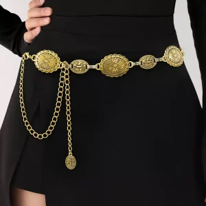 Vintage Alloy Boho Coin Waist Holiday Link Chain Belt