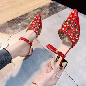 Vintage Comfort Luxury Block Heel Pointed Toe High Heel Sandals