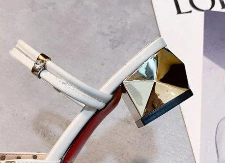 Vintage Comfort Luxury Block Heel Pointed Toe High Heel Sandals - Image 16