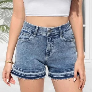 Vintage Embroidery Pockets Zipper Fly Casual Jean Booty Shorts
