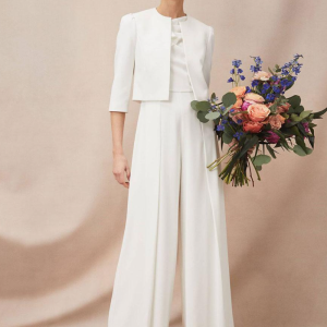 Vintage Jewel Neck 3/4 Length Sleeves A-Line Customization Pleated Guest Dresses