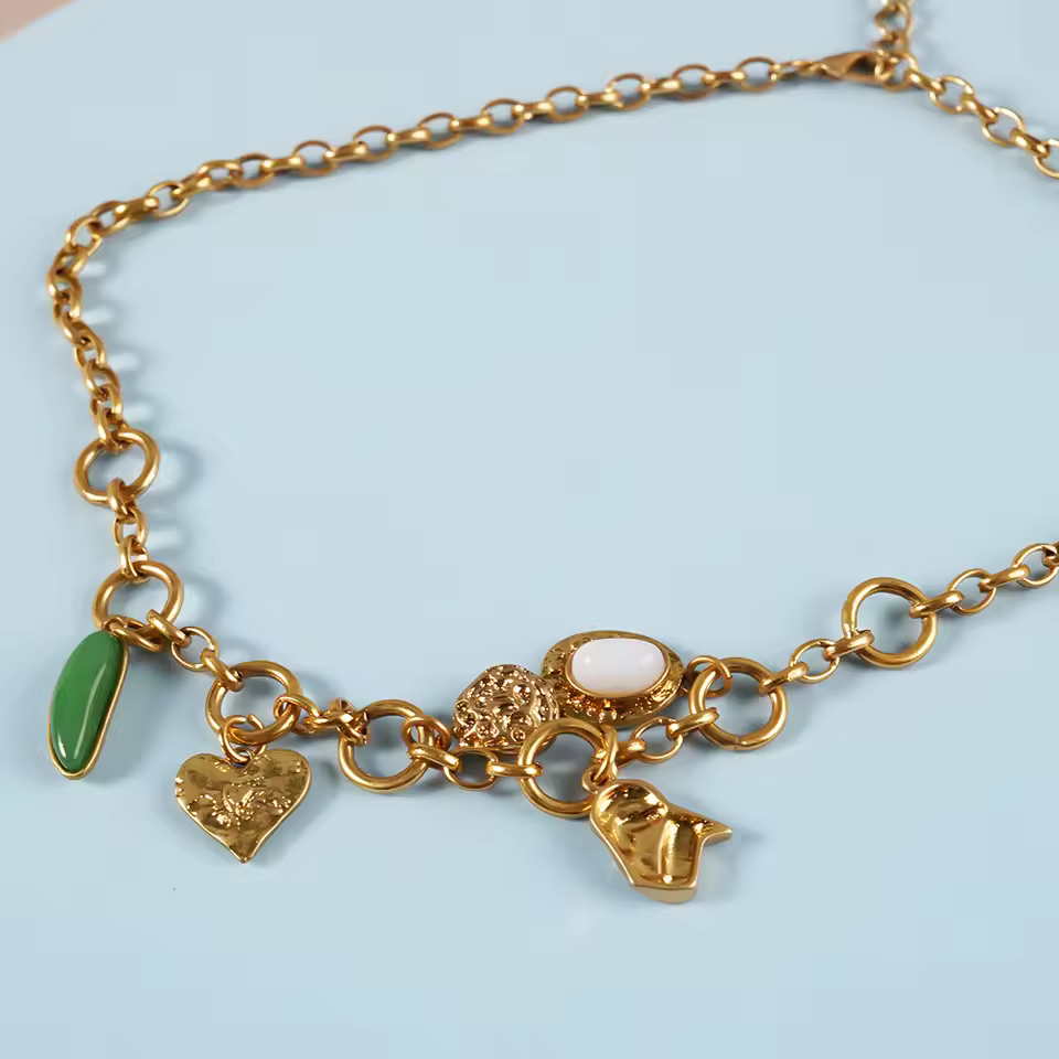 Vintage Metal Boho Coquette Plant Zinc Alloy Link Chain Anniversary Cute Necklace - Image 2