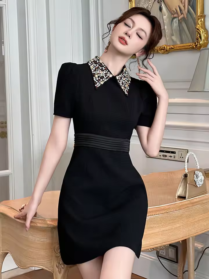 Vintage Short Sleeve Commute Party Birthday Vestidos Formal Occasion Short Evening Dress - Image 2