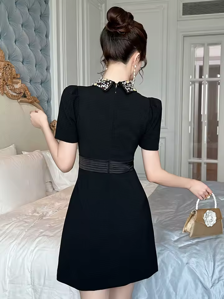 Vintage Short Sleeve Commute Party Birthday Vestidos Formal Occasion Short Evening Dress - Image 5