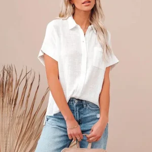 Vintage Cotton Short Sleeve Linen Streetwear Oversized Shirt