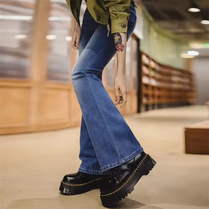 Vintage Slim Fit Washed Low Waist Denim Pants With Zipper Casual Street Trousers - Image 5