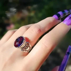 Vintage Trendy Inlaid with Stone Round Flower Personalized Creativity Party Rings