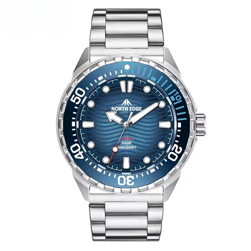Casual Triton Solar Powered Dive 316L Stainless Steel Case Waterproof 300M Quartz Watches