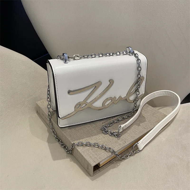 Metal Letter Chain Link Strap Magnetic Button for Daily Use Crossbody Bag - Image 2