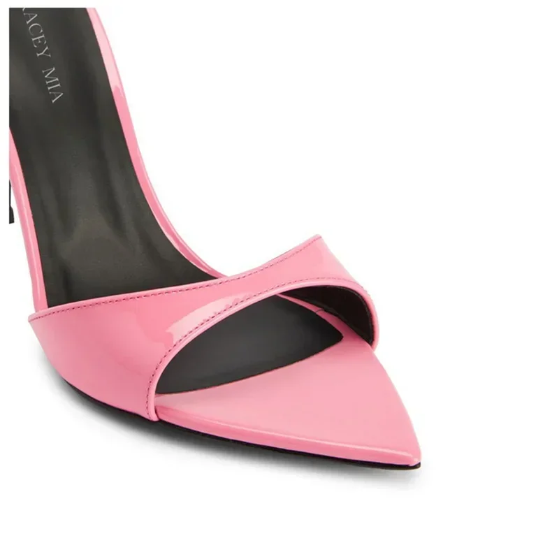 Elegant Office Style Pointed Stiletto Patent Leather Designer Mule High Heels Pumps - Image 12