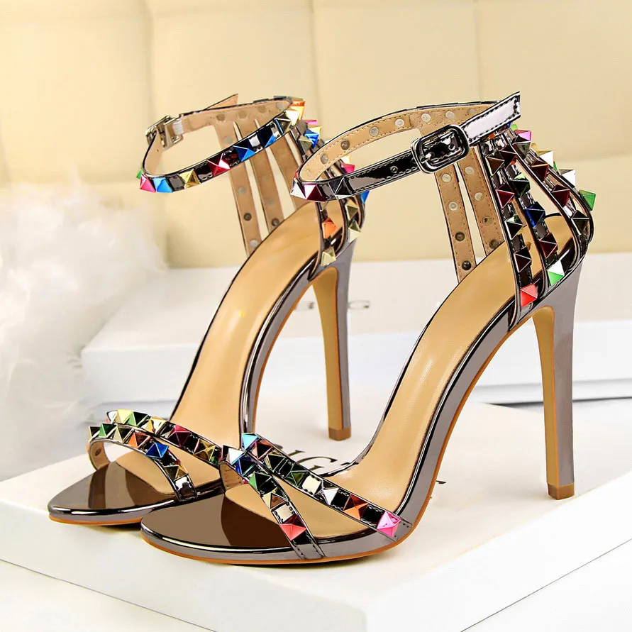 Luxury Stiletto Gladiator Stripper Rivets Open Toe High Heels Sandles - Image 8