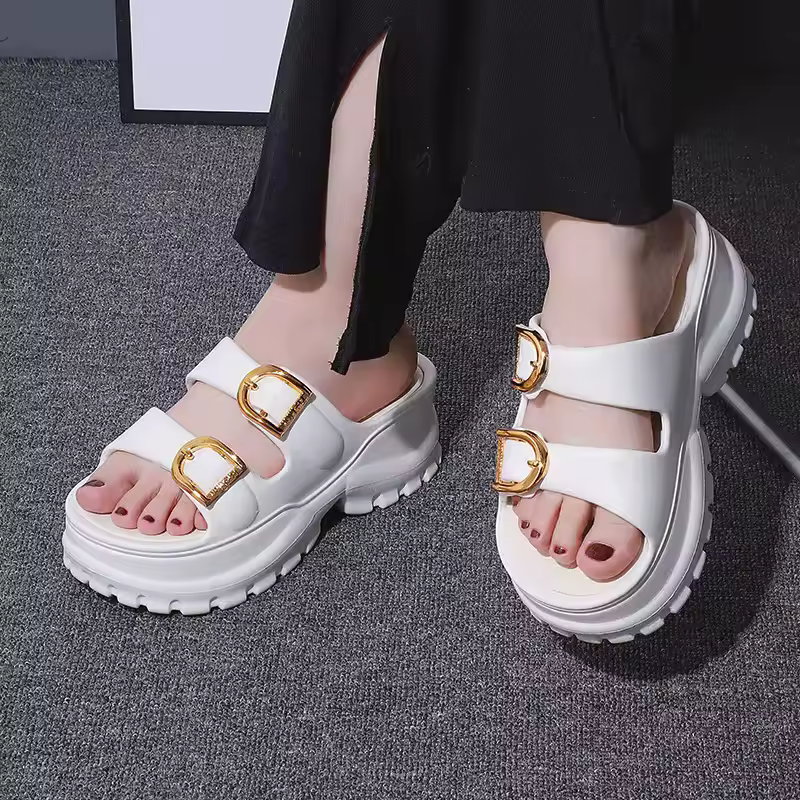 Casual Thick-Soled Outer Wear Heightening Flip-Flops Beach Style Sandals
