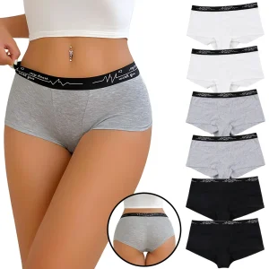 6 Pcs Cotton Boyshort Underwear Cute Boxer Briefs Panties