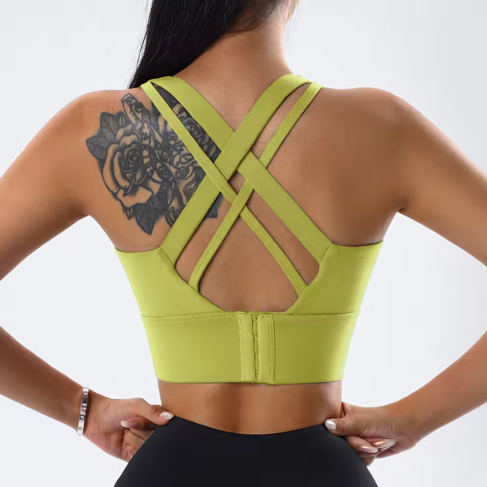 Back Closure High Impact Workout Fitness Wear Gym Push Up Sports Bra - Image 12