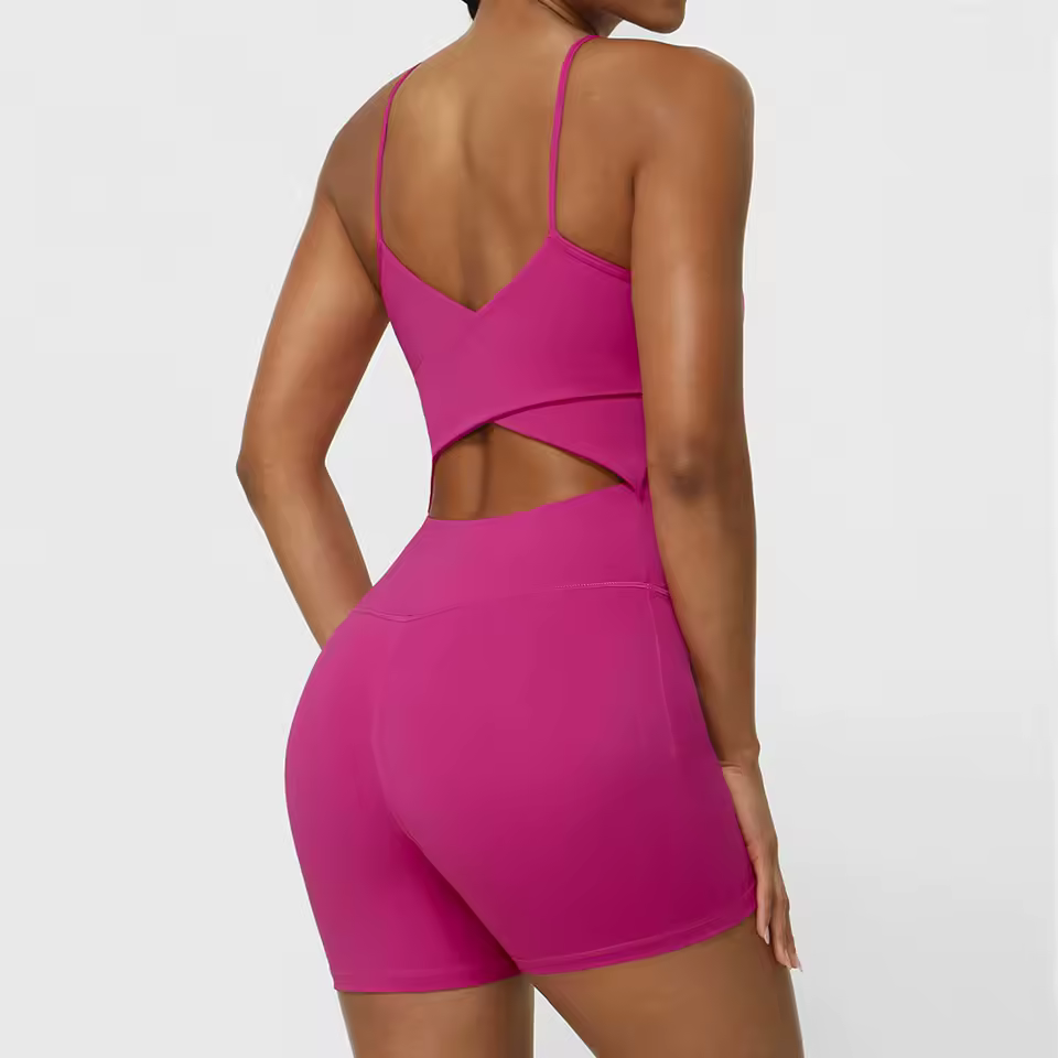 Backless Set Fitness Bodysuit Sports Siamese Sportswear Workout Jumpsuit One-piece Playsuit Yoga Suit - Image 2