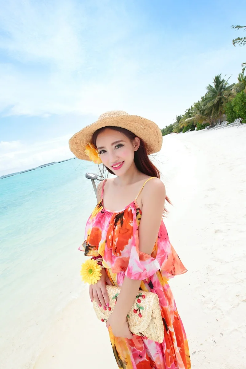 Bohemian Cherry Wheat Straw Woven Messenger Clutch Chain Flap Shoulder Crossbody Bag - Image 2