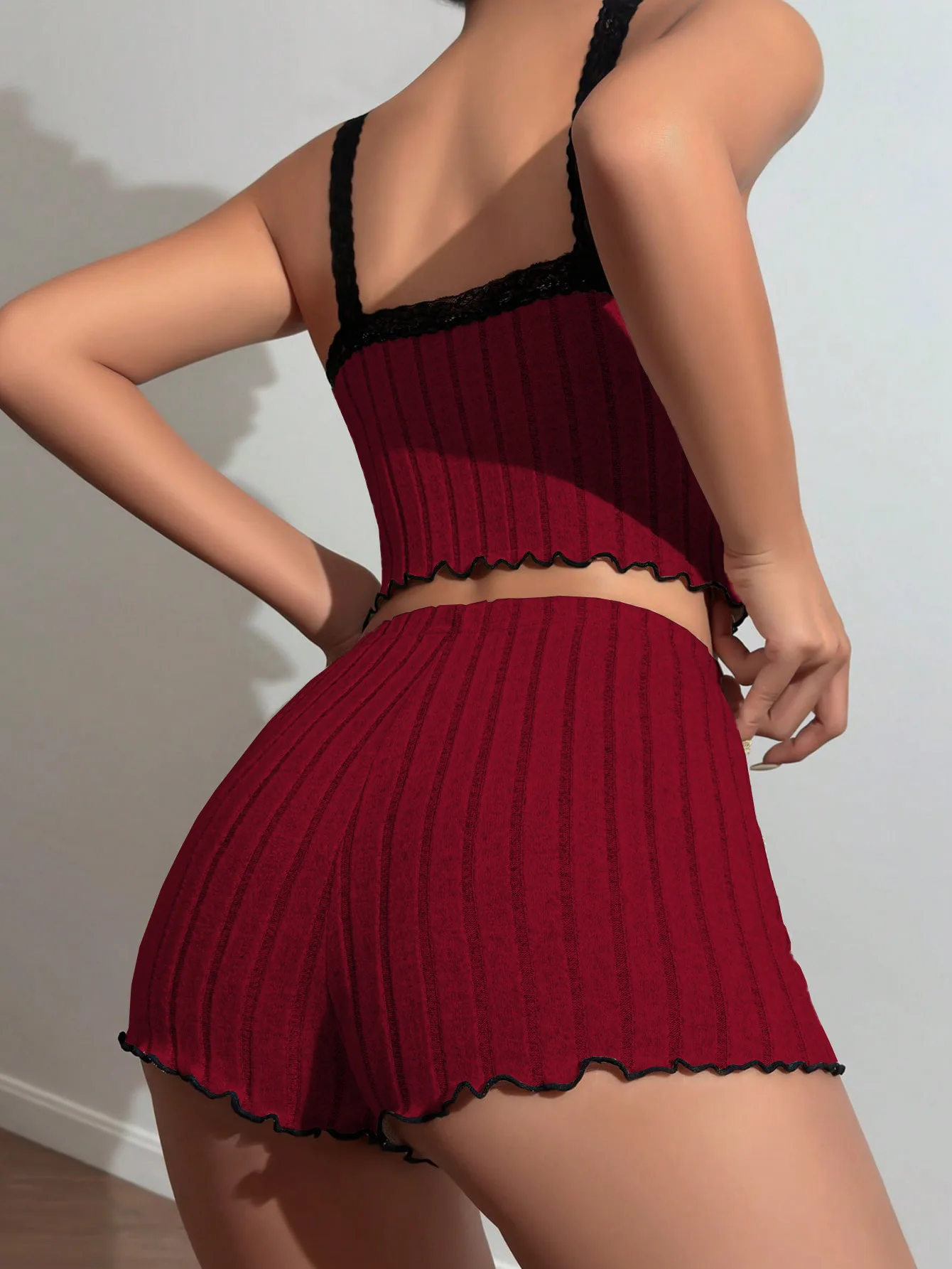 Bow Print Milk Silk Suit Comfortable Home Wear Pajama Suit - Image 5