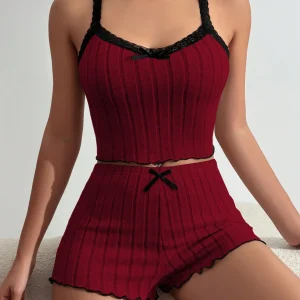 Bow Print Milk Silk Suit Comfortable Home Wear Pajama Suit