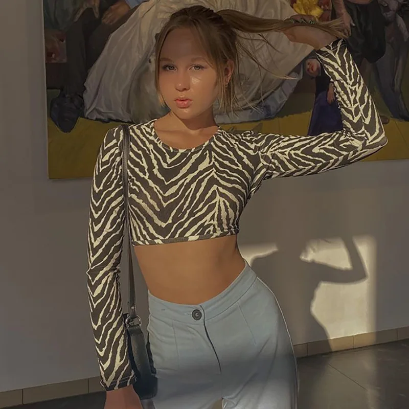 Casual Backless Lace ups Pullover Tees O-neck Slim Long sleeve Short T-Shirt - Image 4