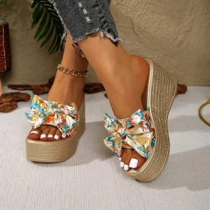 Casual Beach Style Platform Wedges High Heels Slides Slippers