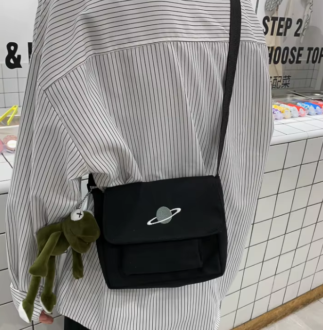 Casual Collage Student Messenger Small Bag Canvas Shoulder Crossbody Bag - Image 8