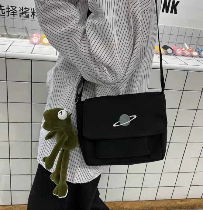 Casual Collage Student Messenger Small Bag Canvas Shoulder Crossbody Bag - Image 6