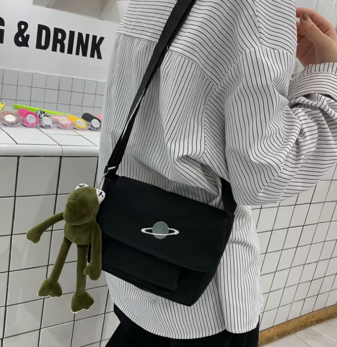 Casual Collage Student Messenger Small Bag Canvas Shoulder Crossbody Bag - Image 3