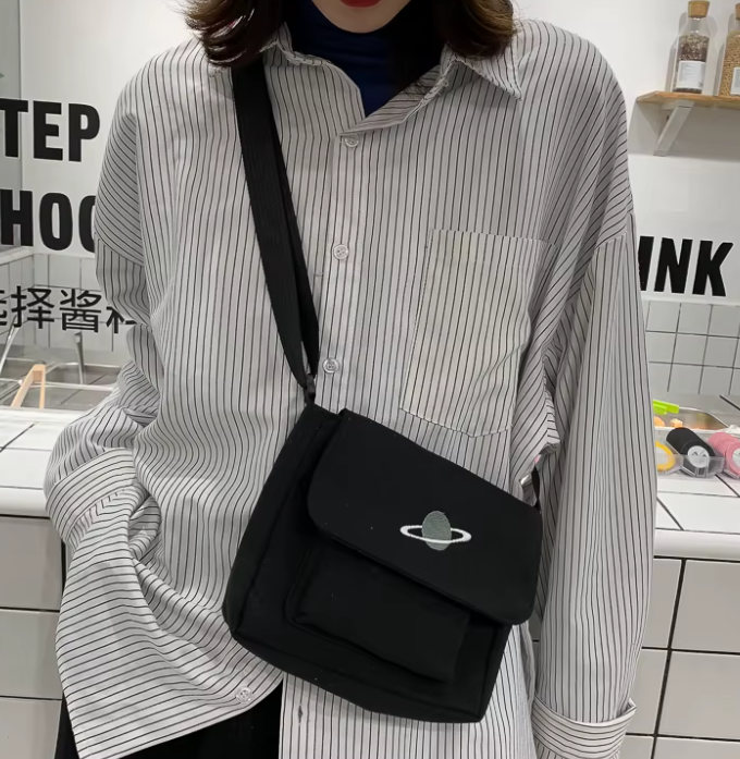 Casual Collage Student Messenger Small Bag Canvas Shoulder Crossbody Bag