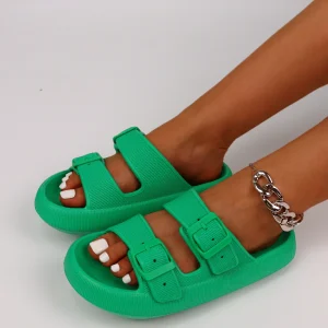 Casual Comfortable Double Buckle Round Toe Couple Anti-Slip Slides Outdoor Slippers