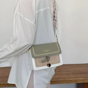 Casual Contrasting Color Small Square With Wide Shoulder Strap Versatile Crossbody Bag