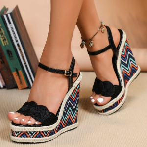 Casual Fashion Solid Platform Wedges High Heel Shoes Open Toe Sandals