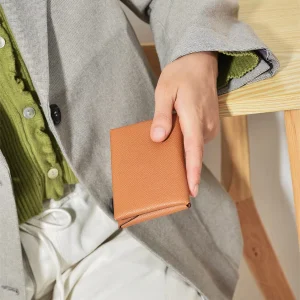 Casual Genuine Leather Credit Card Holder Business Pillow Coin Case Purse Wallet