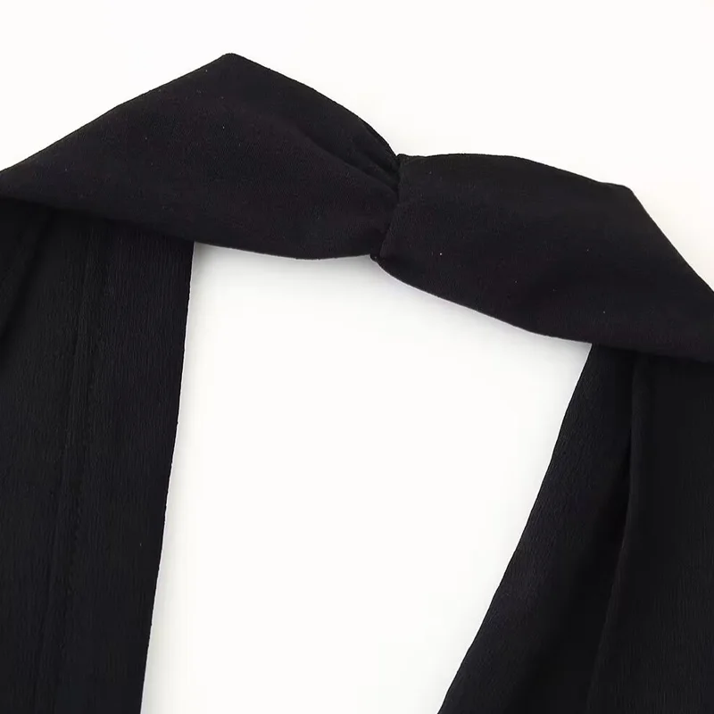 Casual Halter Crop Top Long Ruched Tight Pencil Skirt And Top Two Piece Set - Image 4