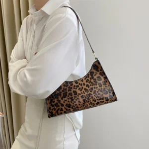 Casual High Quality Underarm PU Leather Leopard Armpit Purse Versatile Shoulder Bag