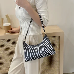 Casual High Quality Zebra Underarm PU Leather Armpit Purse Versatile Shoulder Bag