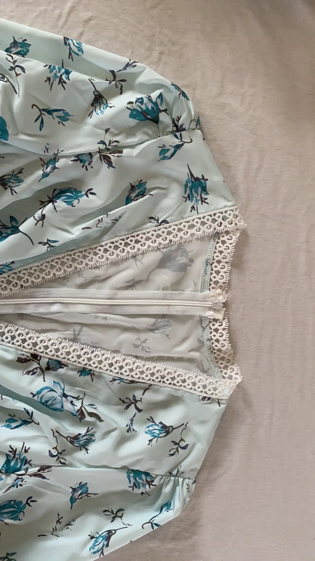 Casual High Waist A-Line Floral Print Long Sleeve V Neck Mini Dresses - Image 6