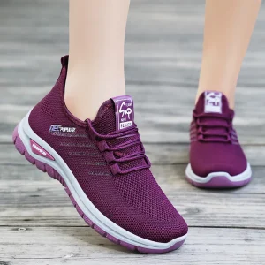 Casual Lace-Up Breathable Mesh Fabric PVC Soft Sole Shoes