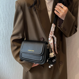 Casual Letter Leather Underarm Bag Small Square Satchel Shoulder Crossbody Bag