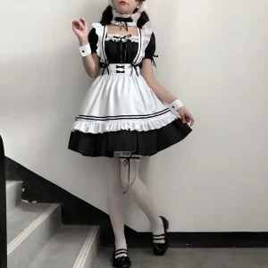 Casual Lolita Maid Costume Cosplay Uniform Cafe Costumes Cute Dress
