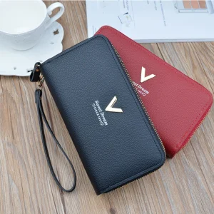 Casual Long Zipper Pu Leather Money Coin Holder Long Purse Clutch Wallets