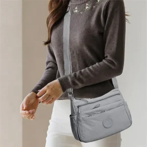 Casual Multi-Layer Solid Color Multi-Pocket Versatile for Commuting Travel Shopping Crossbody Bag