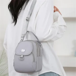 Casual Multiple Zip Pouch Chic Design Lightweight Nylon Shoulder Crossbody Bag