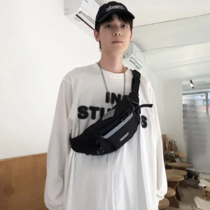 Casual Nylon Eco-Friendly Waist Reflective Collage Student Crossbody Chest Bag