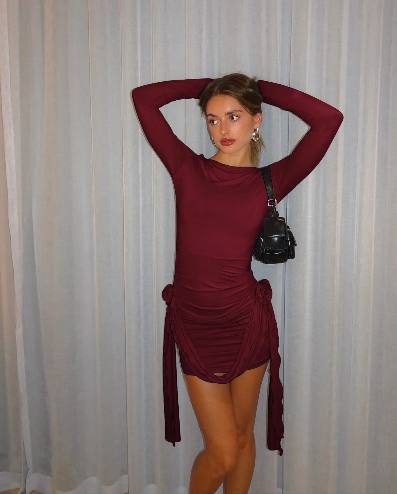 Casual Pullover Street wear Regular Polyester Bodycon Short Mini Dress - Image 4