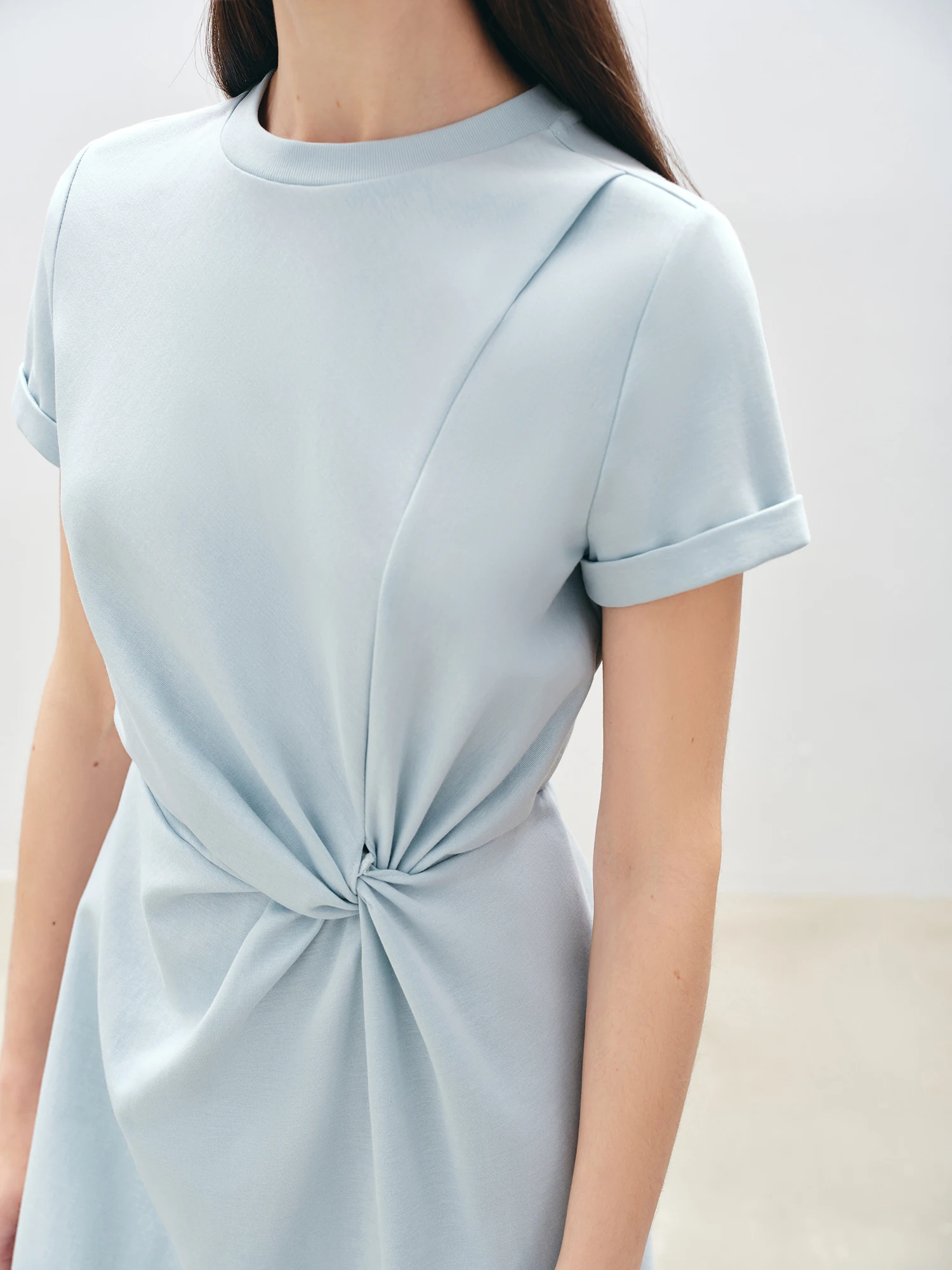 Casual Round Neck Short Sleeve Mid-Calf Solid Long Dresses - Image 7