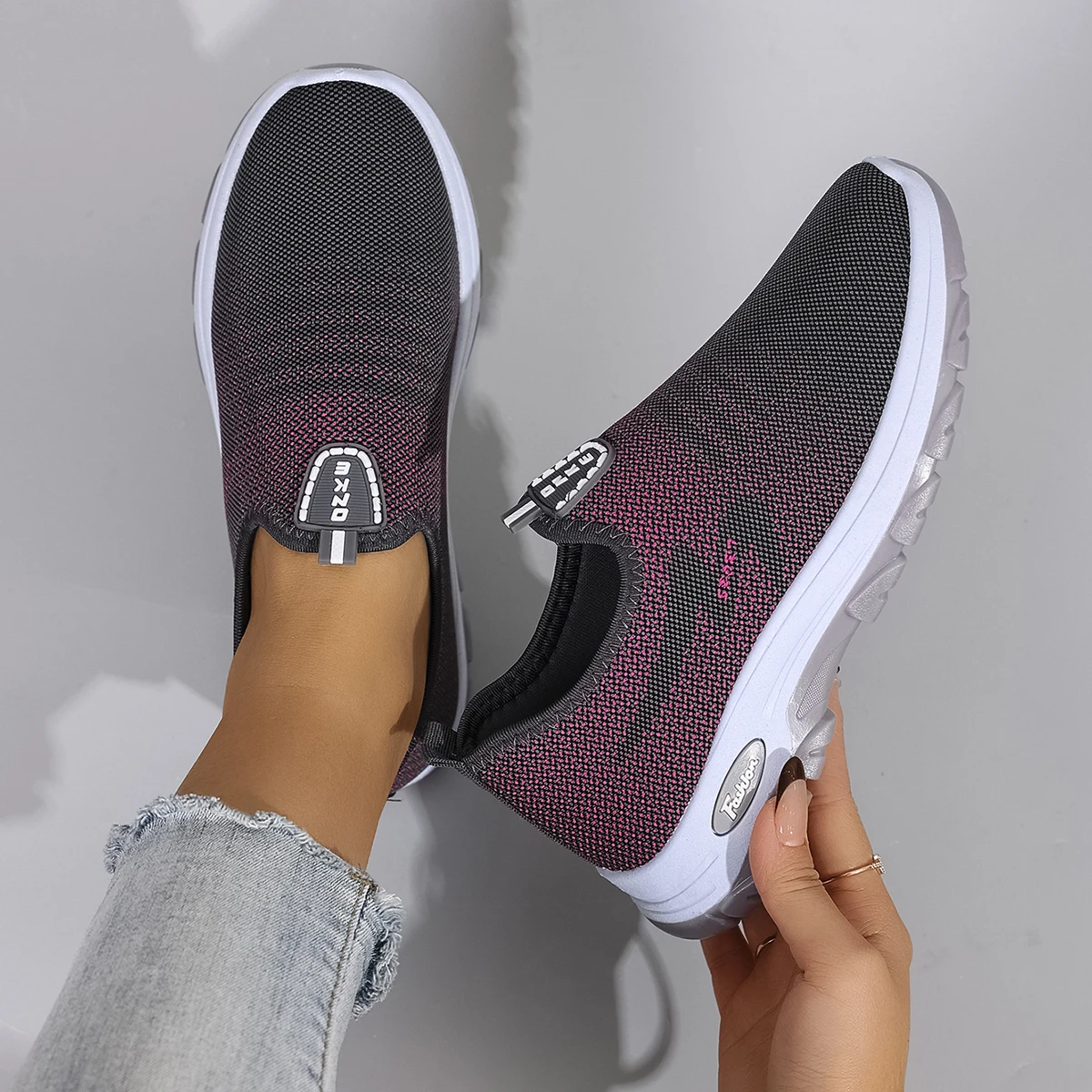 Casual Rubber Shallow Cotton Fabric Breathable Mesh Flat Shoes - Image 10