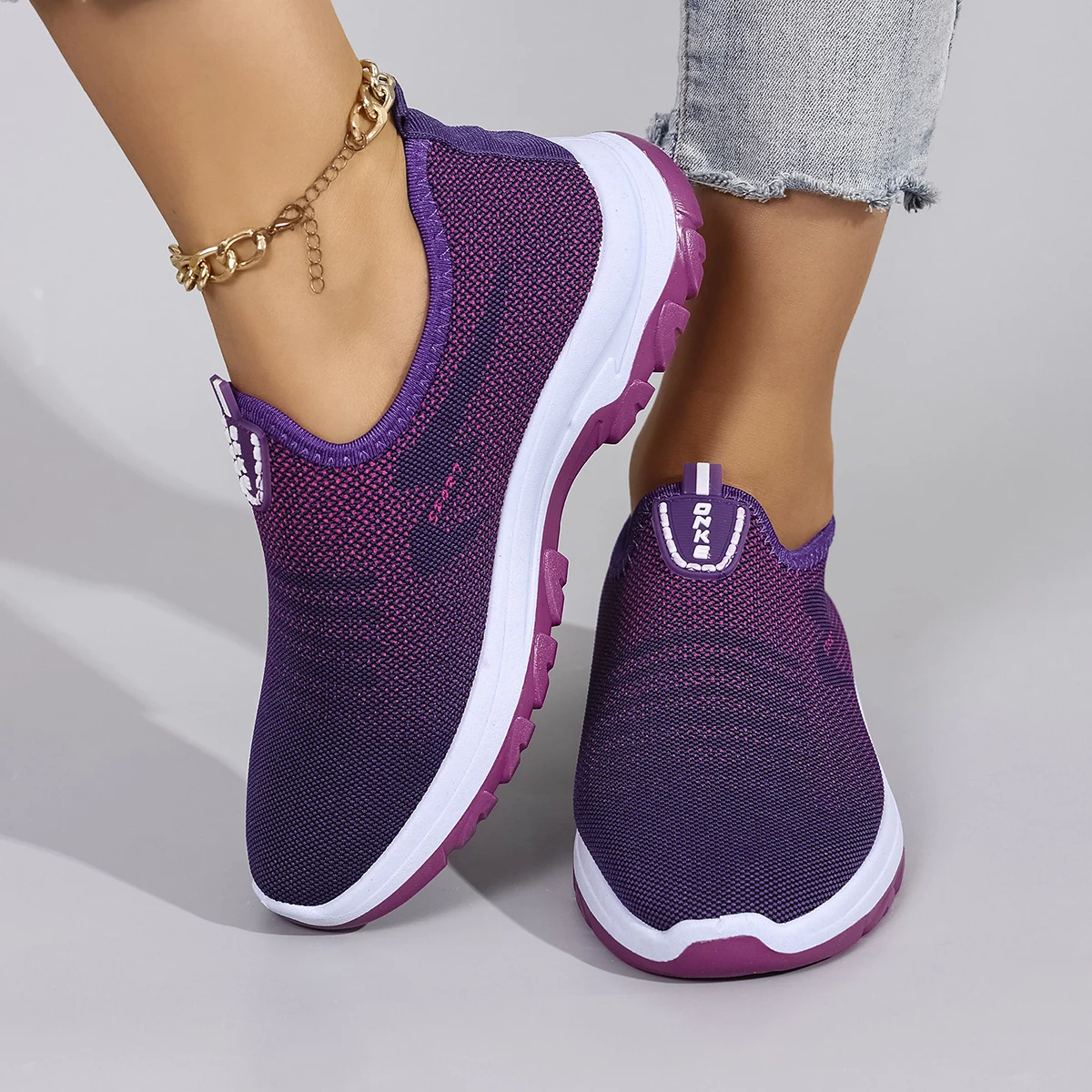 Casual Rubber Shallow Cotton Fabric Breathable Mesh Flat Shoes