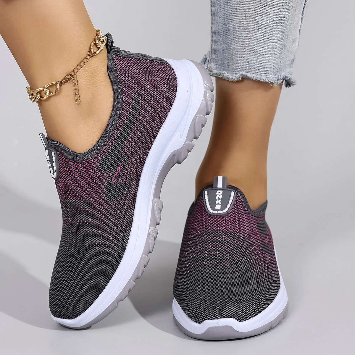 Casual Rubber Shallow Cotton Fabric Breathable Mesh Flat Shoes - Image 8