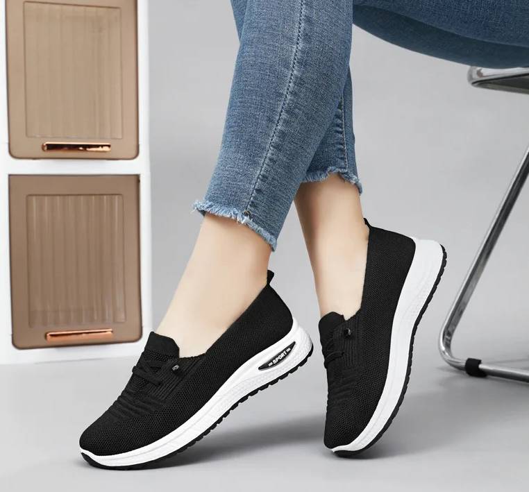 Casual Shallow Cotton Breathable Slip-On Chunky Sole Sneakers - Image 8